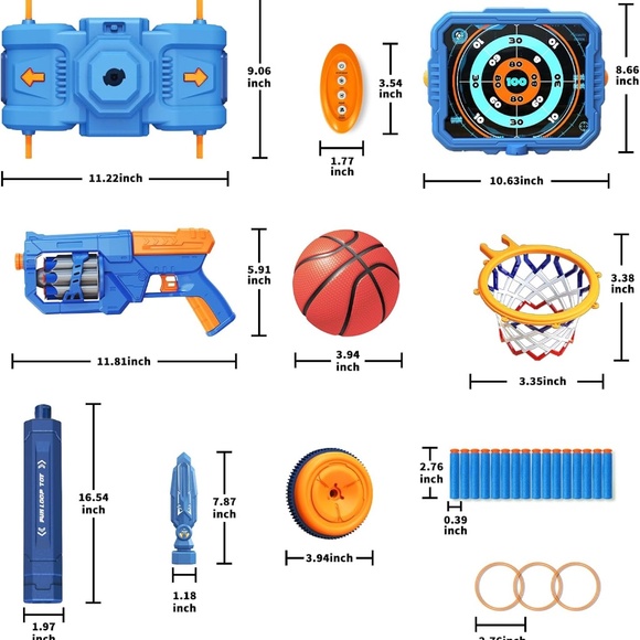 3 in 1 Kids Basketball Hoop Set Toys and Removable Base & Foam Toy Gun - Picture 3 of 7